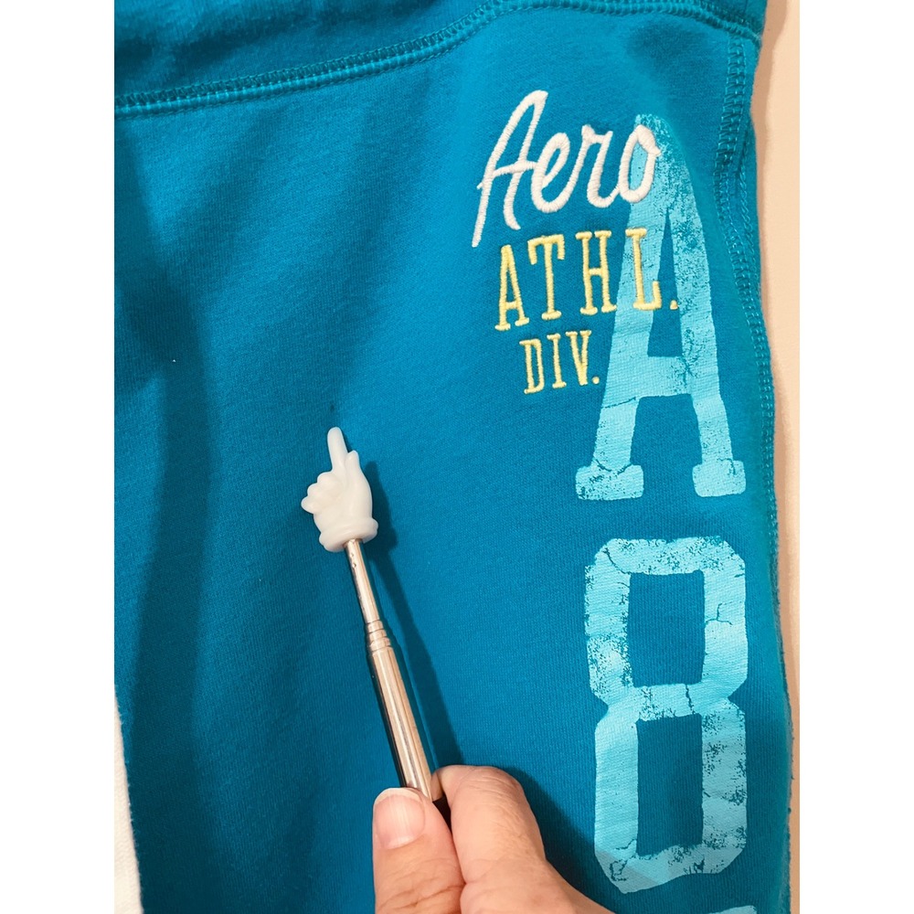 Aeropostale Vtg Y2K Teal Blue Aero Athl Div A87 Wide Leg Sweatpants Size L - Picture 6 of 7